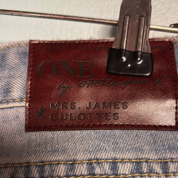 One Teaspoon Blue Distressed Wide Leg Culottes - Picture 3 of 6